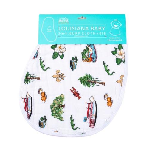 Baby Burp Cloth &amp; Bib Combo: Louisiana Baby