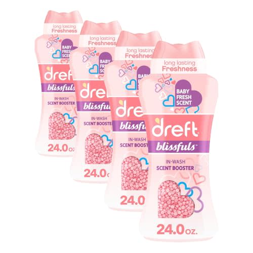 Dreft Blissfuls In-Wash Laundry Scent Booster Beads, Baby Fresh Scent, 24 Ounce (Pack of 4)