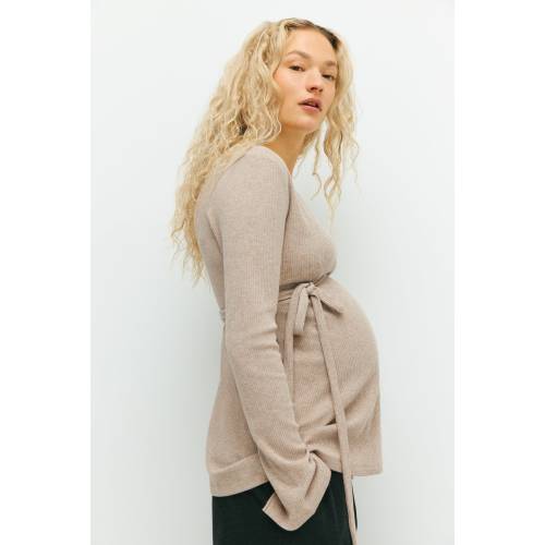 MAMA RIBBED WRAPOVER TOP