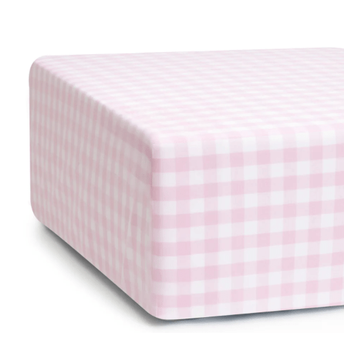 Luxe Premium Percale Crib Sheet in Pink Gingham