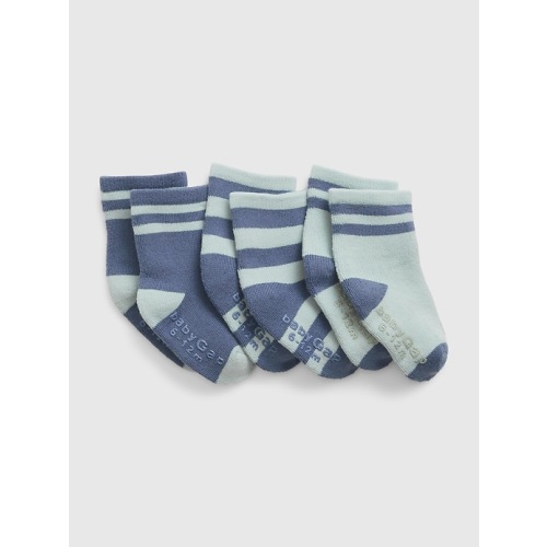 Baby First Favorites Organic Cotton Crew Socks (3-Pack) in bainbridge blue, size: 3-6 M