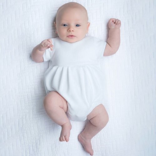 Baby Boy Soft Pima Cotton Bubble - White with Blue Trim - – Magnolia Baby