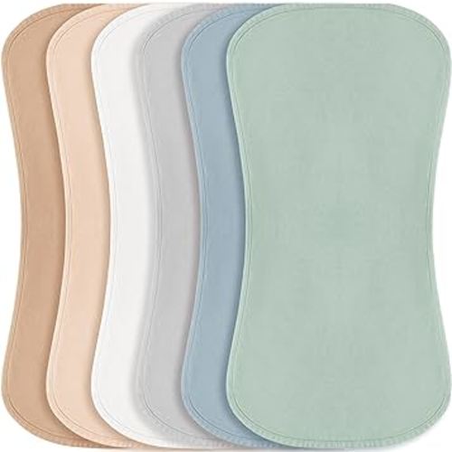 Konssy Baby Burp Cloths Sets for Unisex- 6 Pack Large Cotton Burping Cloth for Newborn, Baby Girls and Boys