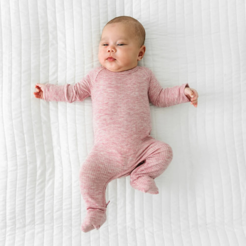 Heather Mauve Ribbed Crescent Zippy - Little Sleepies