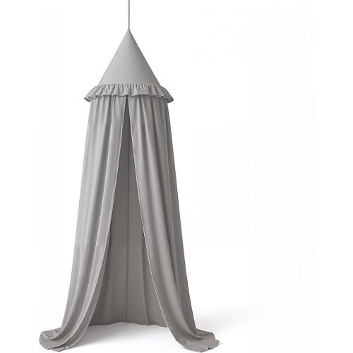 Wonder Space Kids Bed Canopy with Ruffles, Pastel Neutral Color for Boys & Girls, Frilled Cotton Tent Nursery Room Baby Crib Hanging Curtain Mosquito Netting Children Reading Nook Decoration (Nougat)