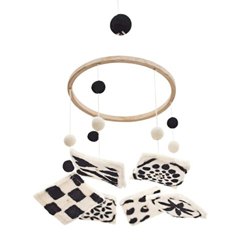 GLACIART ONE Black and White Baby Crib Mobile | Safe High Contrast Wool Toys, Neutral Room Decor for Boy & Girl | Develops Cognitive, Visual & Motor Skills | Great Gift Idea