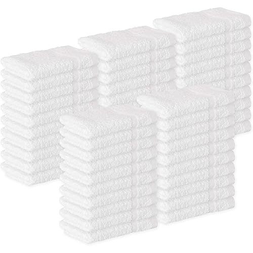 GREEN LIFESTYLE Bulk Washcloths 12x12 50 Pack - Face Towel, Wash Clothes for Body and Face - 100% Pure Cotton Wash Cloths for Your Body (White)