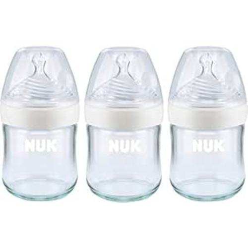 NUK Simply Natural Glass Baby Bottles, 4 oz, 3 Pack