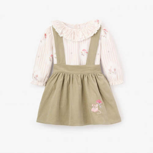 Magical Mouse Cameo Stripe Mini Cord Top + Pinafore Dress Set – Elegant Baby