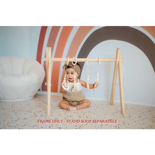 Natural Wood Baby Play Gym Frame – Montessori A-Frame Stand (Frame Only)
