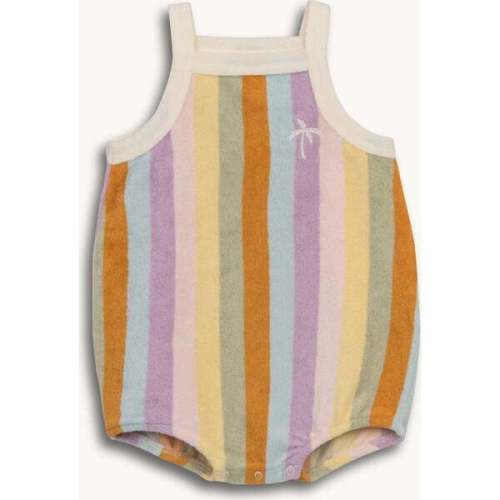 Terry Oversized Romper, Sunset Stripes - Happymess | Maisonette