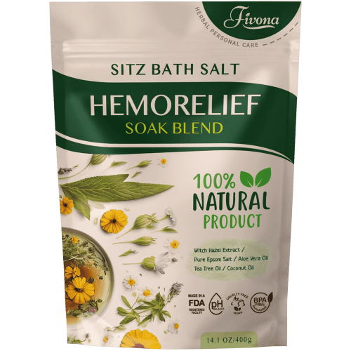 Fivona Sitz Bath Salt Blend for Hemorrhoids and Postpartum Care - Epsom Salt Soak with Natural Extracts and Oils 14.1 oz
