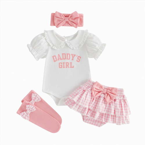 mgoYE Baby Girl Clothes 0-3 Months Newborn Baby Girl Summer Clothes Infant Daddys Little Girl Outfit Romper+Tutu Skirt Set Cute Baby Girl Outfits Girl(White,0-3 Months)