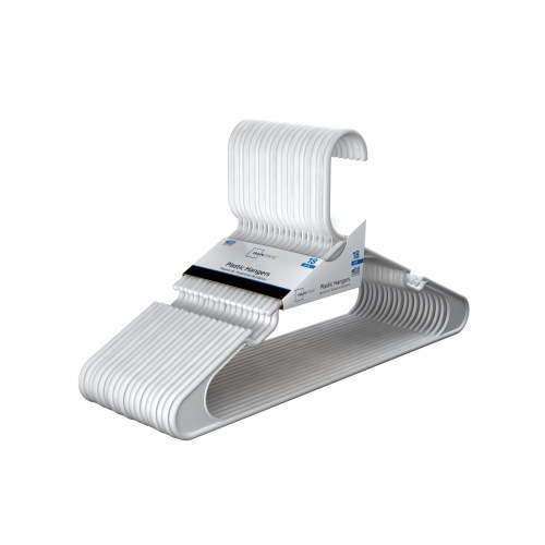 Mainstays Plastic Clothes Hangers, 18 Pack, Lightweight & Durable, White