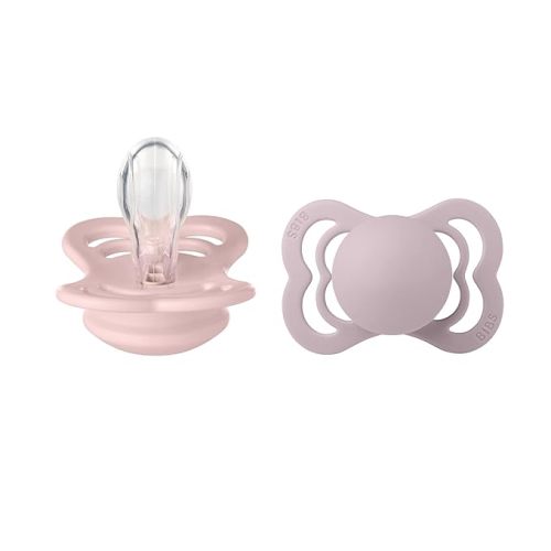 BIBS Supreme Baby Pacifiers | BPA-Free Silicone Pacifier | Made in Denmark | Set of 2 Soothers Blossom/Dusky Lilac, 0-6 Months