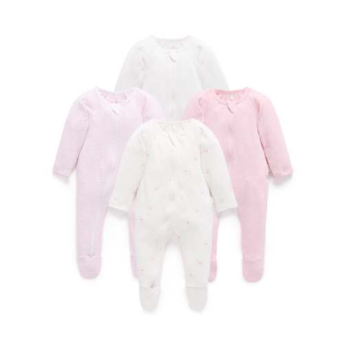 Pink Bear 4 Pack Zip Growsuit