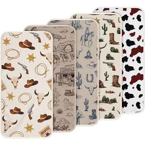 Hahafelt 5 Pcs Waterproof Changing Pad Liner, Cowboy