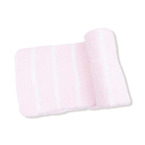 Chenille - Pretty Pink & Ivory Stripe Stroller Blanket