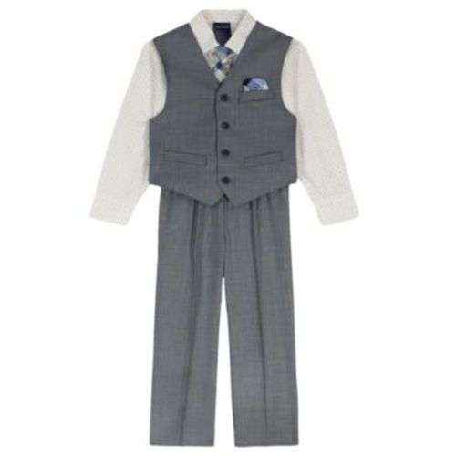 Boys' 2T-7 Deco Sharkskin Vest, Shirt, Tie and Pants, 4-Piece Set