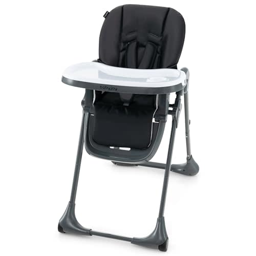 BABY JOY Convertible High Chair for Babies & Toddlers, Height Adjustable, Grow & Go High Chair w/Recline & Footrest, Removable Double Tray, Portable Baby Dinning Chair with Wheels (Black)