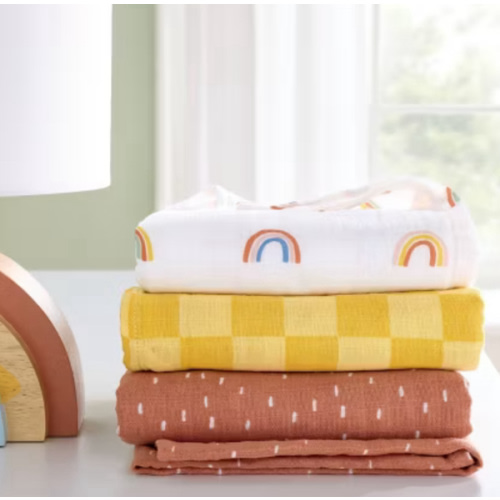 Muslin Swaddle Baby Blanket - Rainbows - 3pk - Cloud Island™