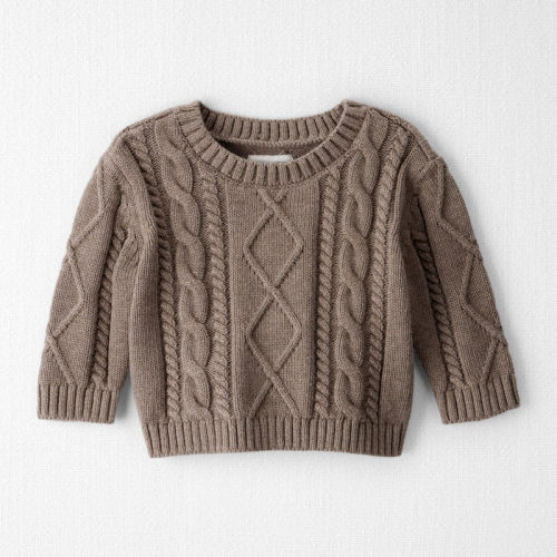 Heather Brown Baby Organic Cotton Cable Knit Sweater | Carter’s Oshkosh Canada