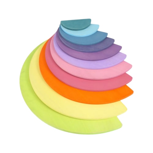 11 Pcs Large Wooden Rainbow Stacking Semi-Circles – Pastel/Macaron Colors