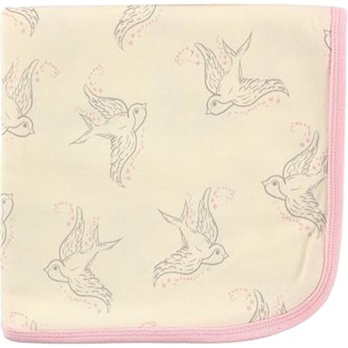 Touched by Nature Unisex Baby Organic Cotton Swaddle, Receiving and Multi-purpose Blanket, Bird, One Size