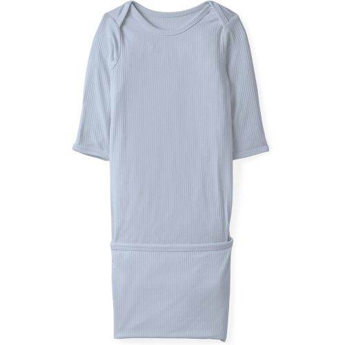 Little Sleepies Newborn Infant Gown, Soft Viscose from Bamboo Baby Gown for Newborn Girls & Boys Baby Clothes, Infant Sleeper, Light Fog Ribbed, Newborn/0-3M