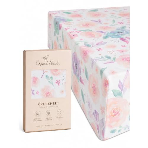 Copper Pearl Premium Knit Crib Sheets - Breathable and Soft, Fitted for Standard Mattresses, Perfect for Baby Registry or Shower Gift, Bloom