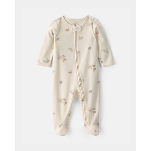 Baby Girl Swan 100% Cotton 2-Way Zip Sleep & Play Pajamas - Cream | Carter's