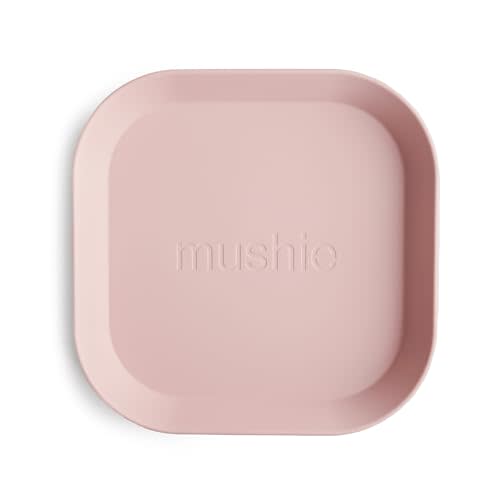 mushie Square Dinnerware Plates for Kids | Made in Denmark, Set of 2 (Blush)