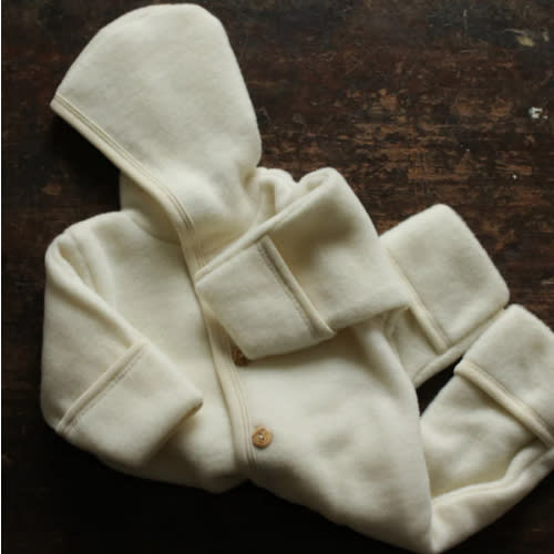 Baby Merino Wool Fleece Suit - Natural