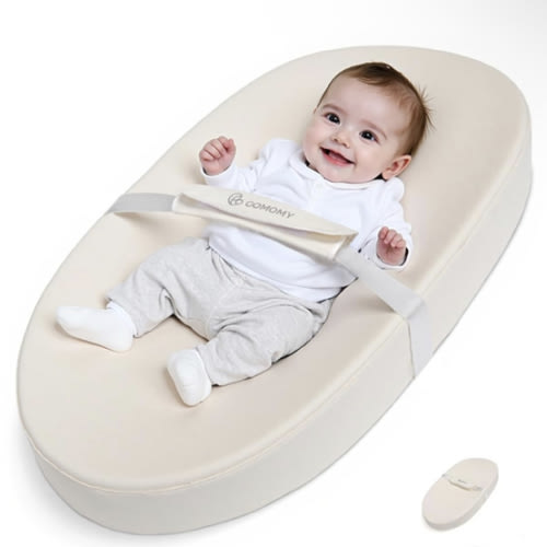COMOMY Baby Changing Pad with Wipeable & Waterproof PU Cover, Contoured Diaper Changing Pad for Dresser with Non-Slip Safety Belt, Portable and Lightweight, Large Cushioned Foam, Creamy White