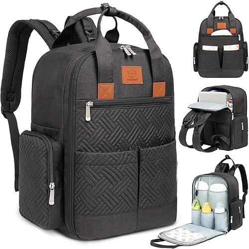 KeaBabies Diaper Bag Backpack for Girls, Boys - Mom and Dad Baby Bag with Diaper Changing Pad for Newborns, Toddlers, 2 Kids (Charcoal)