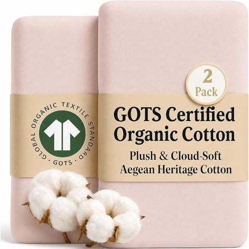 2 x GOTS 100% Organic Cotton Bedside Bassinet Sheets 33x20 and 35x19 Compatible with Maxi Cosi Iora, Baby Delight, Koola Baby Bond, Harppa Cudly 3 in 1 - Luxury Turkish Cotton - Boy, Girl