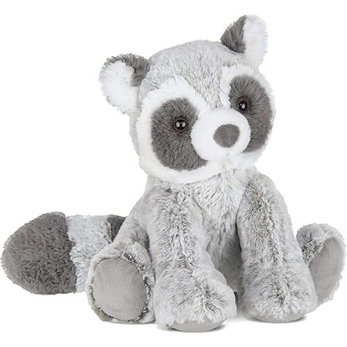 Bearington Ringo Stuffed Raccoon Plush Toy - 10.5" Raccoons Stuffed Animals with Soft Faux Fur, Weighted Inner Bean Bag and Poseable Floppy Body - Cute, Cuddly Raccoon Plushie Gift for Babies and Kids