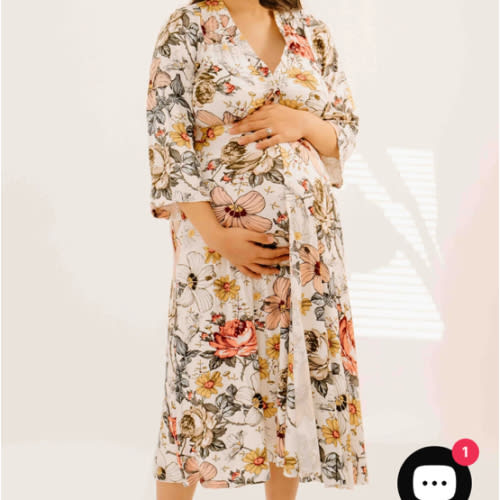 Lila Labor & Postpartum Gown in Vintage Floral