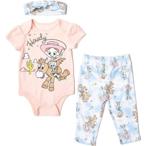 Disney Pixar Toy Story Lion King Minnie Mouse Baby Girls Bodysuit Pants and Headband 3 Piece Outfit Set Newborn to Infant