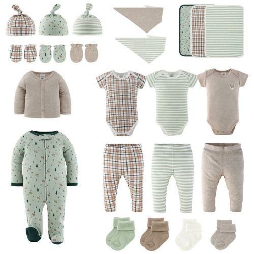 The Peanutshell Baby Boy Layette Gift Set, Hibernation Please Baby Clothes with Bibs, 0-3 Months, 23 Piece Set