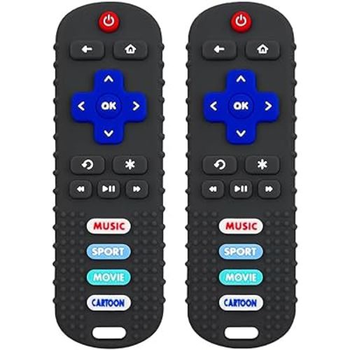 2 Pack Remote Control Shape Teether for Baby,Babies Toy, TV Remote Control,Silicone Remote Control Teething Toys