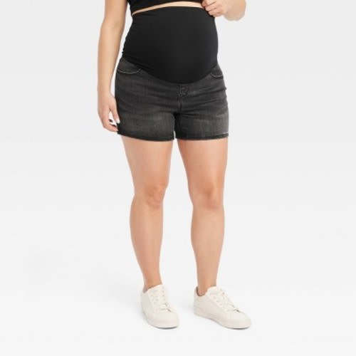 Over Belly Midi Maternity Jean Shorts - Isabel Maternity by Ingrid & Isabel™ Black Wash 2