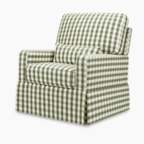 Namesake Crawford Pillowback Comfort Swivel Glider - Moss Green Gingham