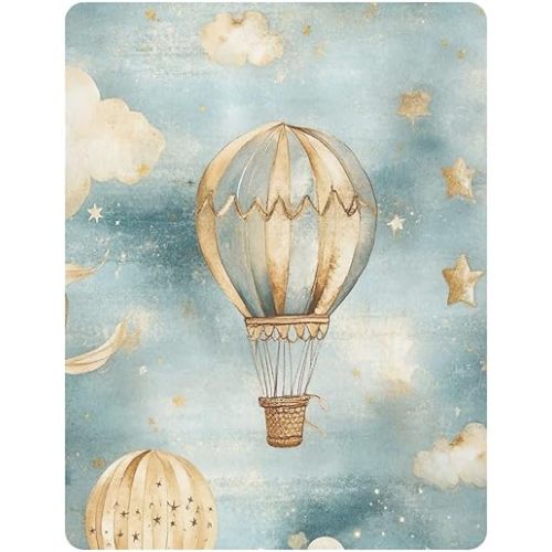 Hot Air Balloon Fitted Crib Sheets for Unisex Baby, Soft and Breathable Portable Mini Stretchy Crib Sheet for Standard Crib and Toddler Mattresses, 39 * 27 Inch
