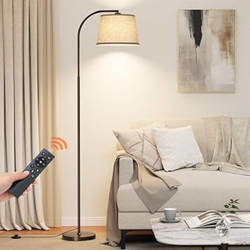 Floor Lamps for Living Room, 64" Arc Floor Lamp with 6000K & Stepless Dimmable,350°H/180°V Rotatable Shade and Remote Control,Black Tall Standing Lamps for Bedroom and Office(9W Bulb Included)
