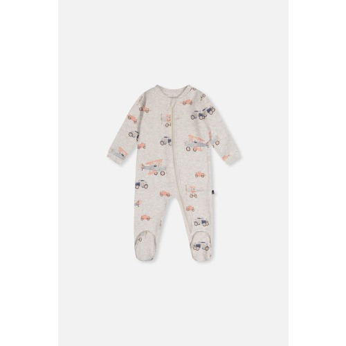 Airplane Organic Cotton Front Zipper Footed One Piece Pajama