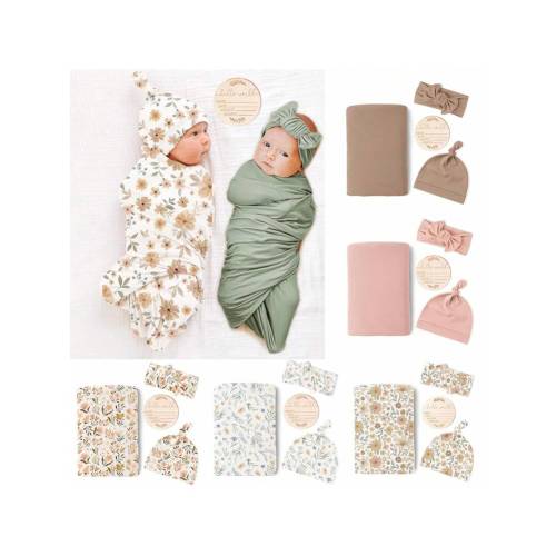 4-Piece Set Of Newborn Swaddle & Head Pieces