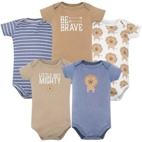 Hudson Baby Infant Boys Cotton Bodysuits 5-Pack, Modern Lion, Newborn