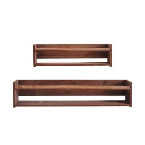 HomeRoots Set Of Two Brown Wood Wall Mounted Floating Shelves