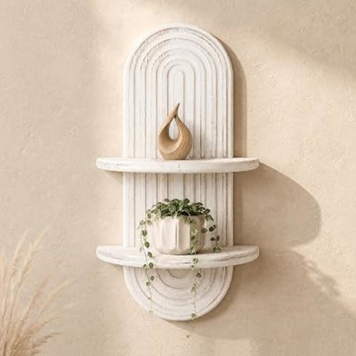Plant Wall Shelf for Home Decor: Hanging Plant Shelf for Planter, Whitewash